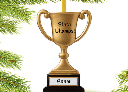 custom personalized trophy cup on stand christmas ornament – Christmas ornament, holiday tree decoration or gift