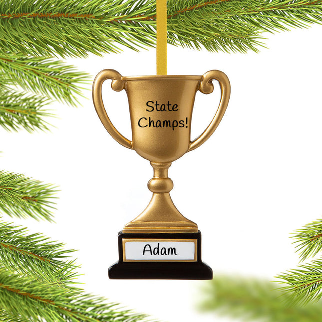 custom personalized trophy cup on stand christmas ornament – Christmas ornament, holiday tree decoration or gift