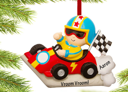 personalized personalized child race car driver christmas ornament – Christmas ornament, holiday tree decoration or gift