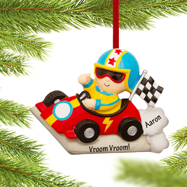 personalized personalized child race car driver christmas ornament – Christmas ornament, holiday tree decoration or gift