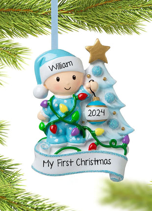 Baby Boy Decorating Tree Ornament  by POLARX Ornament
