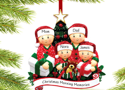 personalized personalized opening presents family of 4 christmas ornament – Christmas ornament, holiday tree decoration or gi