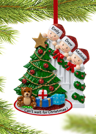 Present Peeking Family of 3 Ornament  by POLARX Ornament
