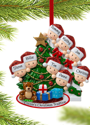 Present Peeking Family of 8  by POLARX Ornament