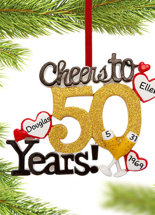 Cheers to 50 Years Ornament  by POLARX Ornament