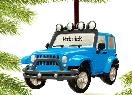 custom personalized blue jeep christmas ornament – Christmas ornament, holiday tree decoration or gift