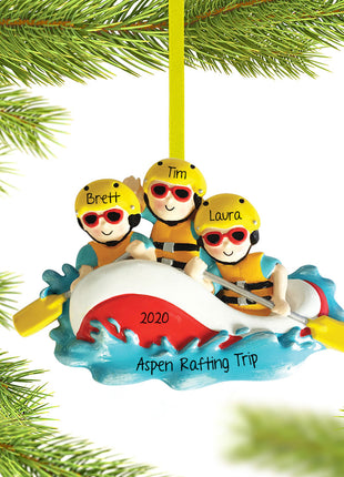 White Water Rafting Family of 3 Ornament  by POLARX Ornament