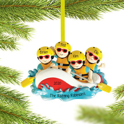 White Water Rafting Family Personalized Ornament - 2, 3, 4 Family Members