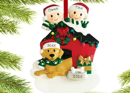personalized personalized couple with dog christmas ornament – Christmas ornament, holiday tree decoration or gift