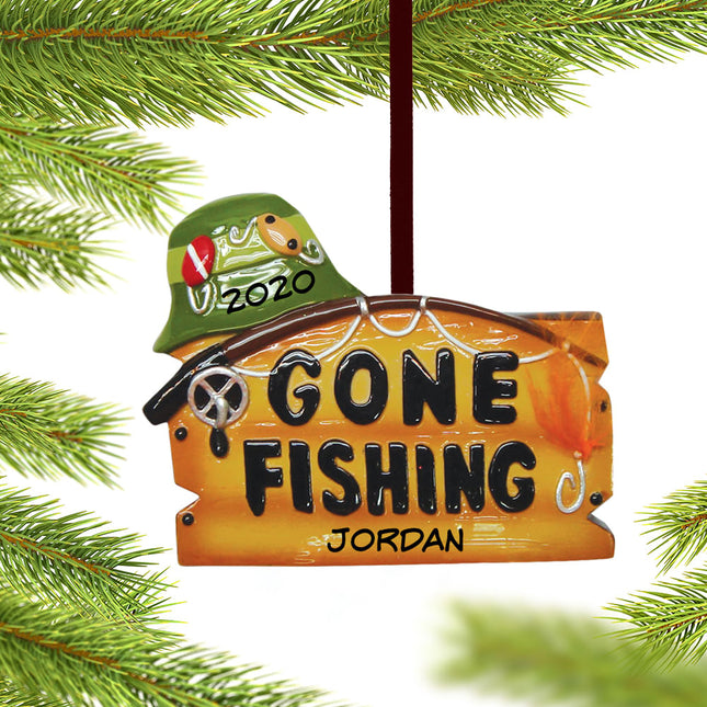 holiday personalized 'gone fishing' christmas ornament – Christmas ornament, holiday tree decoration or gift