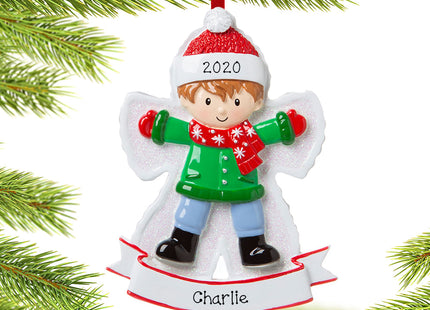 decorative personalized snow angel boy christmas ornament – Christmas ornament, holiday tree decoration or gift