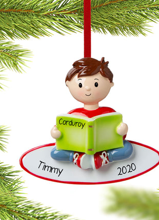 Reading Boy Ornament  by POLARX Ornament