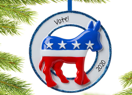 engraved personalized democratic donkey christmas ornament – Christmas ornament, holiday tree decoration or gift