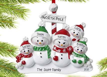 holiday personalized north pole family of 5 christmas ornament – Christmas ornament, holiday tree decoration or gift