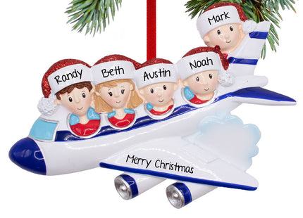 custom personalized airplane family of 5 christmas ornament – Christmas ornament, holiday tree decoration or gift