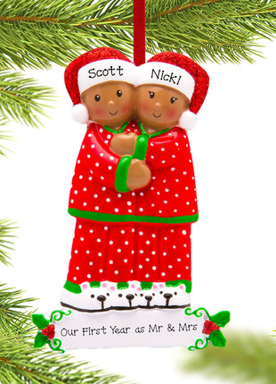 African American Pajama Family of 2 Ornament  by POLARX Ornament