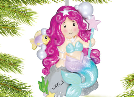 decorative personalized mermaid christmas ornament – Christmas ornament, holiday tree decoration or gift