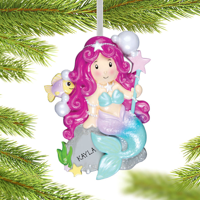 decorative personalized mermaid christmas ornament – Christmas ornament, holiday tree decoration or gift