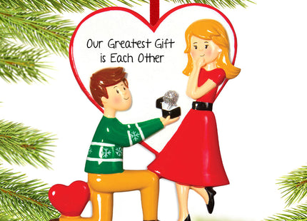 custom personalized engagement couple christmas ornament – Christmas ornament, holiday tree decoration or gift