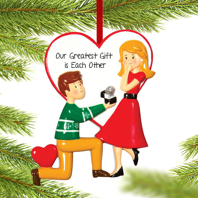 custom personalized engagement couple christmas ornament – Christmas ornament, holiday tree decoration or gift