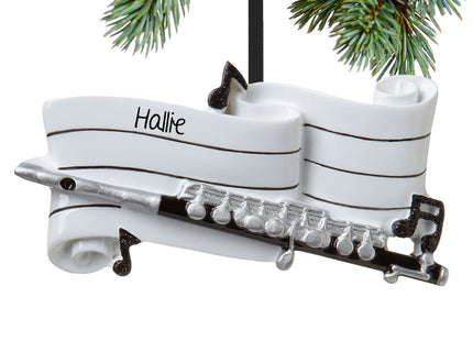 engraved personalized flute christmas ornament – Christmas ornament, holiday tree decoration or gift