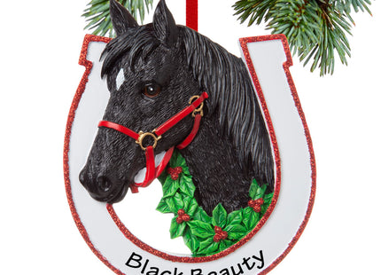custom personalized black horse christmas ornament – Christmas ornament, holiday tree decoration or gift