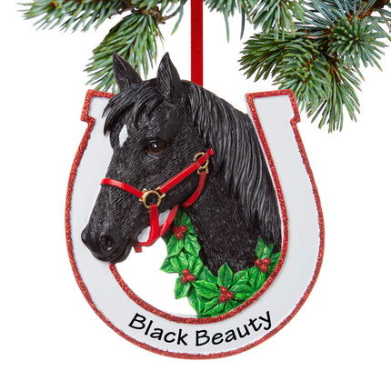 custom personalized black horse christmas ornament – Christmas ornament, holiday tree decoration or gift