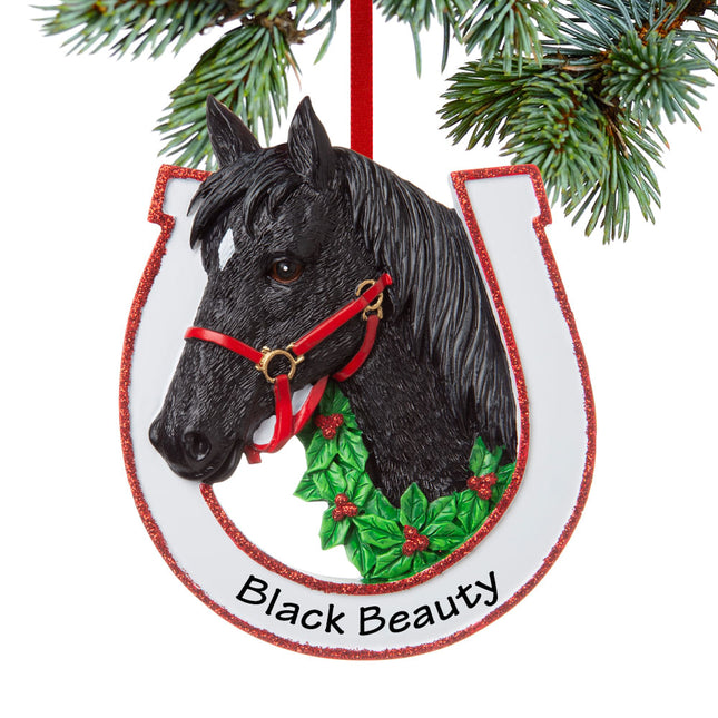 custom personalized black horse christmas ornament – Christmas ornament, holiday tree decoration or gift