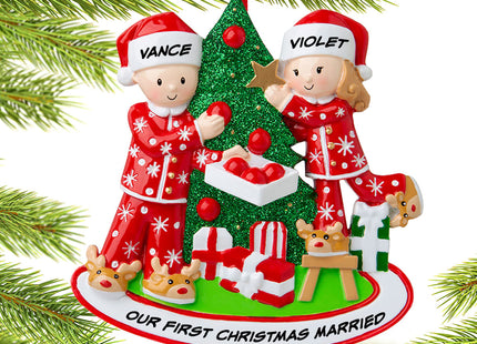 engraved personalized couple decorating the tree christmas ornament – Christmas ornament, holiday tree decoration or gift