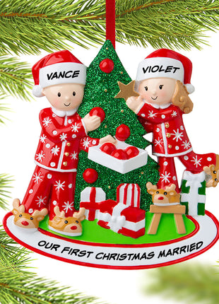 Couple Decorating the Tree Ornament  by POLARX Ornament