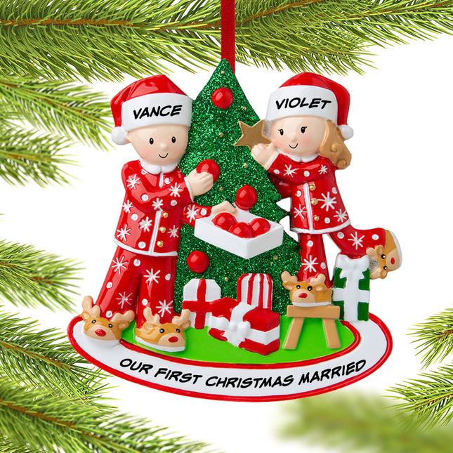 engraved personalized couple decorating the tree christmas ornament – Christmas ornament, holiday tree decoration or gift