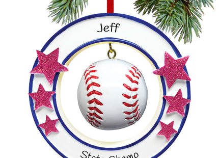 decorative personalized baseball christmas ornament – Christmas ornament, holiday tree decoration or gift