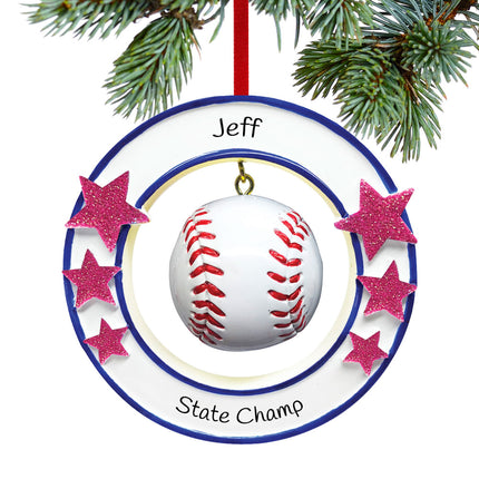 decorative personalized baseball christmas ornament – Christmas ornament, holiday tree decoration or gift