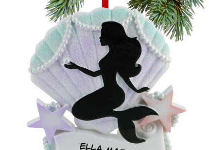 custom personalized silhouette mermaid christmas ornament – Christmas ornament, holiday tree decoration or gift