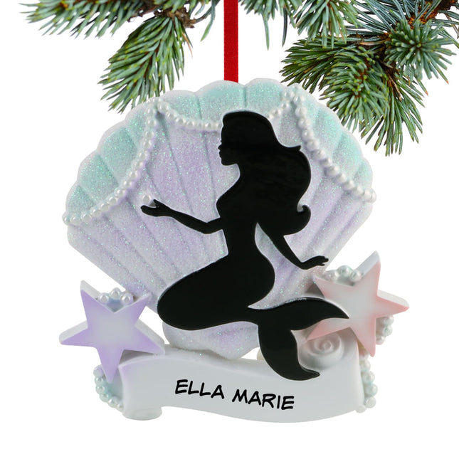 custom personalized silhouette mermaid christmas ornament – Christmas ornament, holiday tree decoration or gift