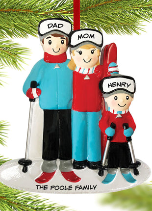 Ski Family of 3 Ornament  by POLARX Ornament