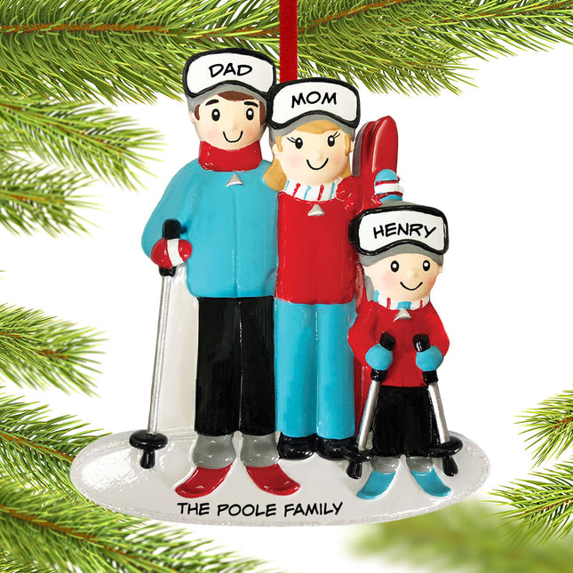 Ski Family Personalized Ornament - 3,4,5 Family Members