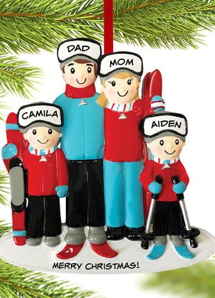 Ski Family of 4 Ornament  by POLARX Ornament