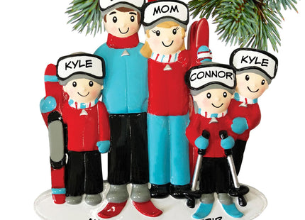custom personalized ski family of 5 christmas ornament – Christmas ornament, holiday tree decoration or gift
