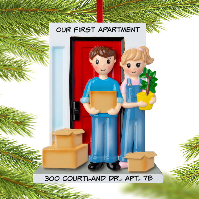 custom personalized couple moving in together christmas ornament – Christmas ornament, holiday tree decoration or gift