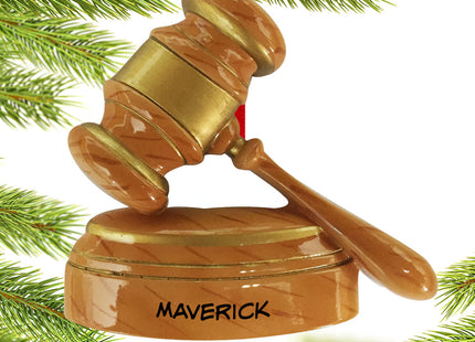 decorative personalized judge's gavel christmas ornament – Christmas ornament, holiday tree decoration or gift