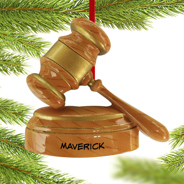decorative personalized judge's gavel christmas ornament – Christmas ornament, holiday tree decoration or gift
