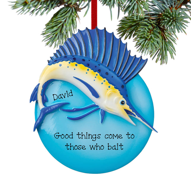 custom personalized sail fish christmas ornament – Christmas ornament, holiday tree decoration or gift