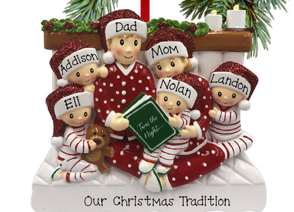 keepsake personalized reading in bed family of 6 christmas ornament – Christmas ornament, holiday tree decoration or gift