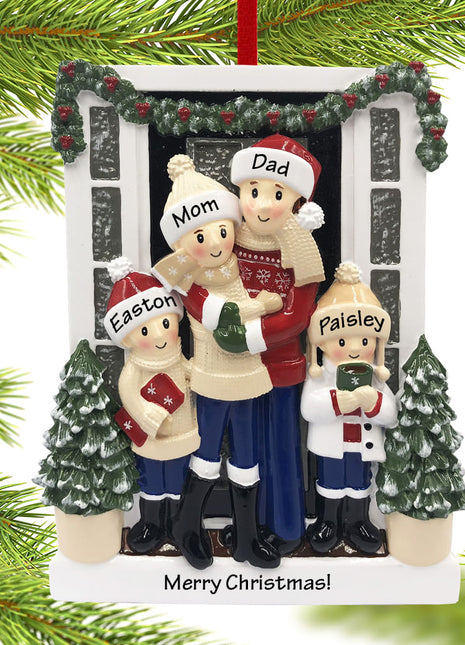 Farm House Family of 4 Ornament  by POLARX Ornament