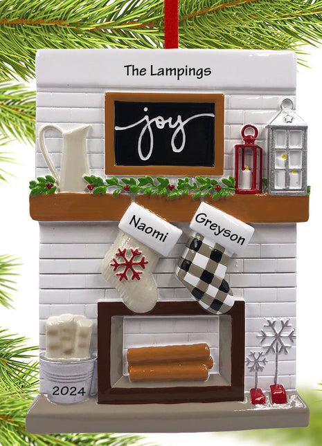 Fireplace Mantel Couple Ornament  by POLARX Ornament
