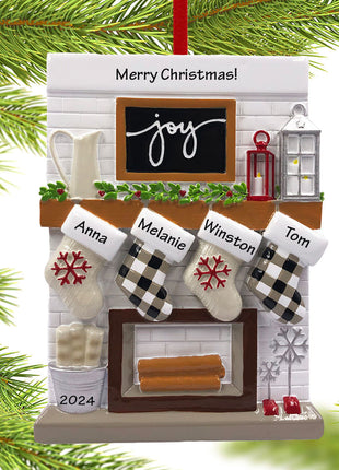 Fireplace Mantel Family of 4 Ornament  by POLARX Ornament
