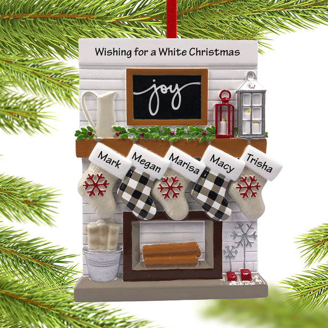 decorative personalized fireplace mantel family of 12 christmas ornament – Christmas ornament, holiday tree decoration or gif