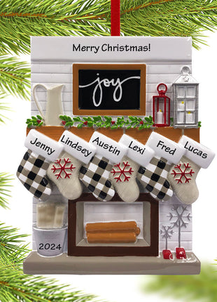 Fireplace Mantel Family of 6 Ornament  by POLARX Ornament