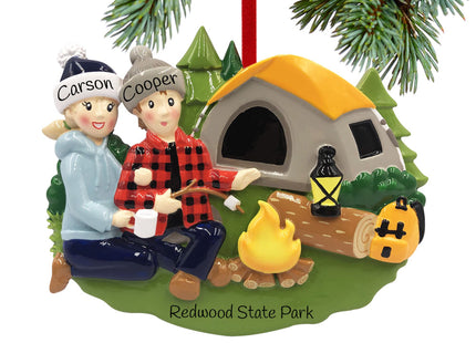 holiday personalized camp fire couple christmas ornament – Christmas ornament, holiday tree decoration or gift